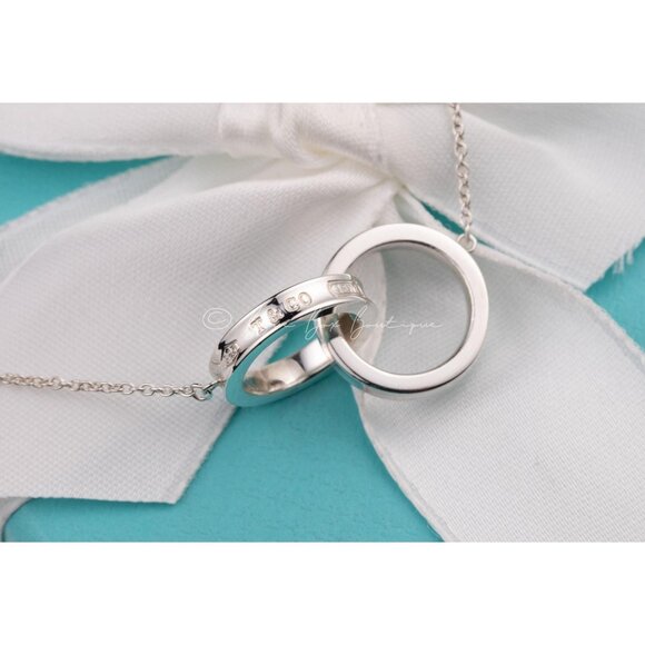 100% Authentic Tiffany & Co. 1837 Collection Interlocking Circles Necklace 16" - Picture 2 of 8